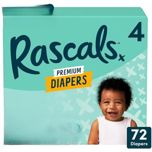Rascals Premium Disposable Baby Diapers Newborn - 96 Count with 5 Sensitive Infant Wipes, Absorbent Core, Up to 12 Hours Protection, Gentle on Skin, Secure Fit