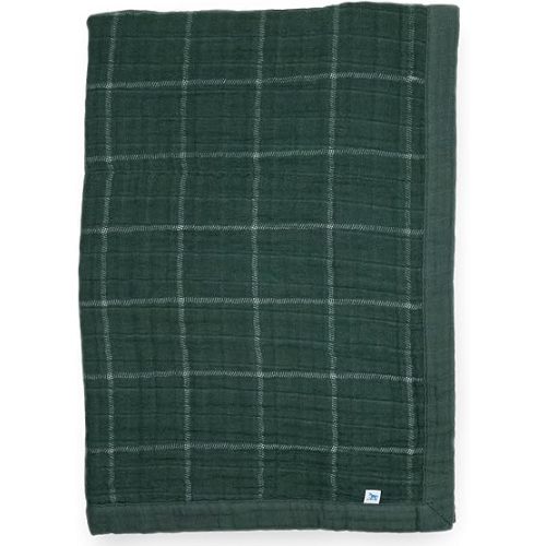 Little Unicorn Evergreen Plaid Cotton Muslin Quilt Receving Blanket | 100% Cotton | Super Soft | Babies and Toddlers | 30" x 40" | Machine Washable