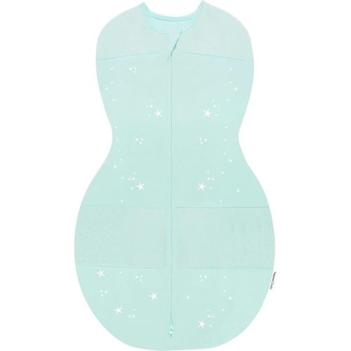 Happiest Baby Sleepea 5-Second Swaddle - 100% Organic Cotton Baby Swaddle Blanket - Doctor Designed Promotes Healthy Hip Development (Teal Stars, X-Large)
