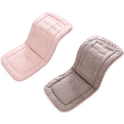 Baby Stroller Cushion, Infant Car Seat Insert-Universal Breathable and Soft Newborn Stroller Mat-100% Cotton Cover Toddler Seat Pad Liner for Stroller, 34x78cm,1 Pack(Grey+Pink)