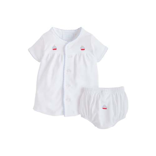 Pinpoint Layette Knit Set - Sailboat