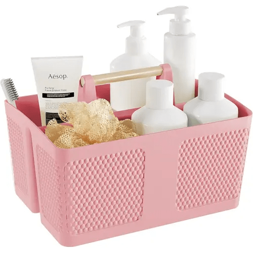 Shower Caddy Portable and Cleaning Caddy Organizer for Bathroom, Kitchen, Toiletries Storage ，Caddy organizer with handle, Rust-Resistant, Durable Material (Pink, 9.36" L×7.73" W×7.24" H)