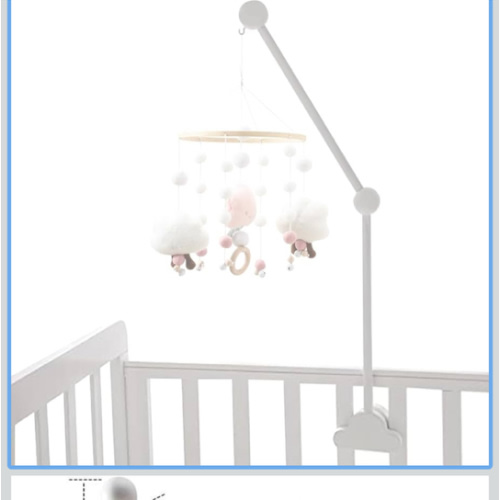 Baby Crib Mobile Arm,Wooden Baby Crib Mobile Holder,Cot Mobile Arm Wooden,Baby Mobile Hanger for Nursery Decor Mount Bed Bell Holder (White)