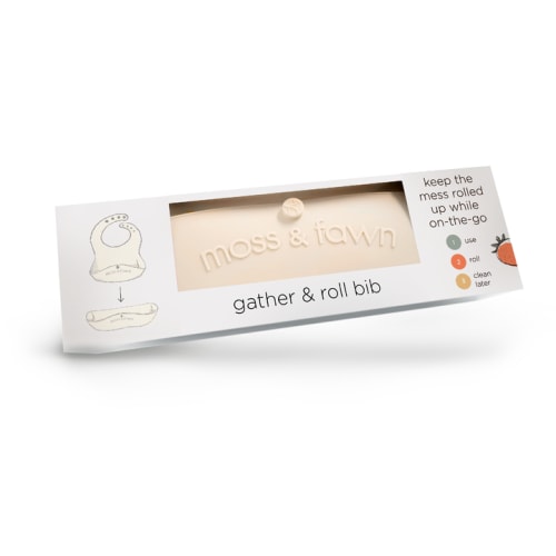 Gather & Roll Bib – Soft, Adjustable, Rollable Silicone Bib with Pouch – Moss & Fawn