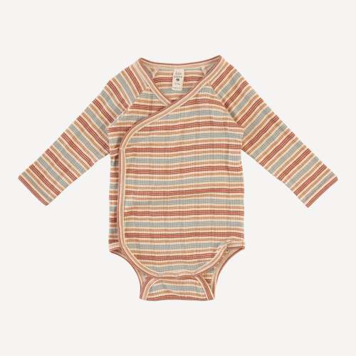 long sleeve wrap bodysuit | multi stripe | organic cotton multi rib – kate quinn