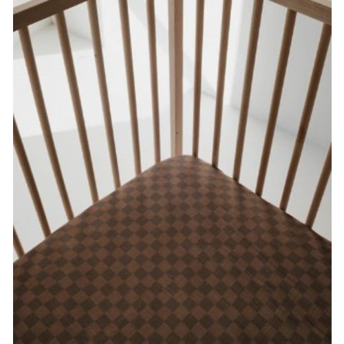 Muslin Crib Sheet | Faded Brown Checkerboard