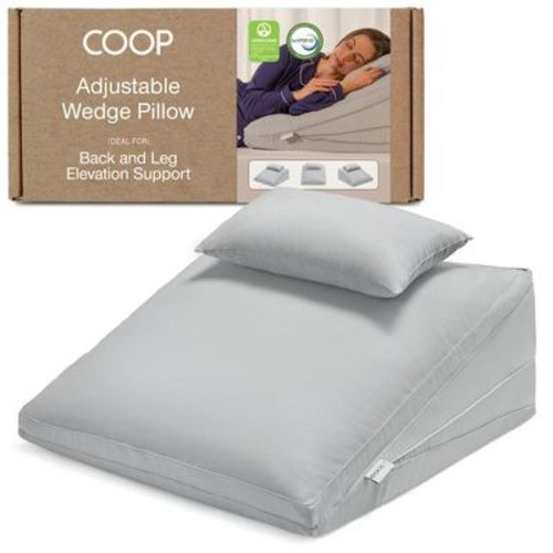Coop Sleep Goods Adjustable Wedge Pillow, Ergonomic Memory Foam Pillow for Elevated Leg & Back Support, Sleep Comfort & Recovery