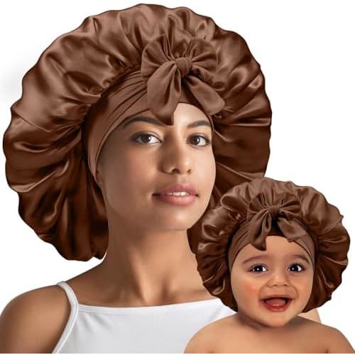 2PCS Silk Bonnet for Sleeping Women Kids Shower Caps