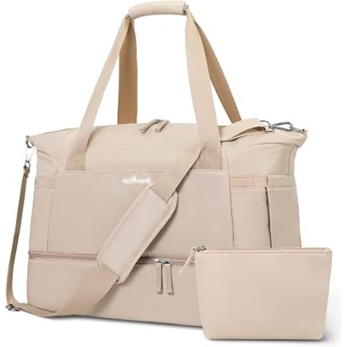 Gym Bag for Women, 45L Carry On Travel Duffel Bag with Shoes Compartment