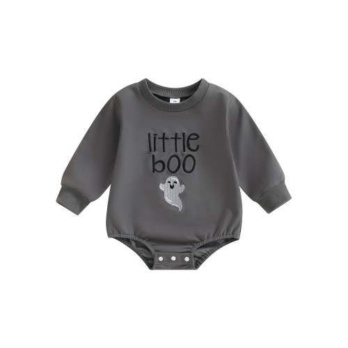 ZINTAOZT Newborn Halloween Outfit Girl Boy Little Boo Romper Bubble Sweatshirt Bodysuit Fall Halloween Baby Clothes