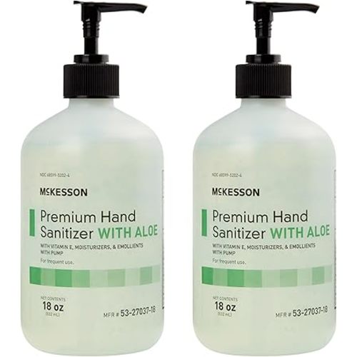 McKesson Hand Sanitizer with Aloe, 18 oz Pump Bottle [Pack of 2] – 70% Ethyl Alcohol, Spring Water Scent, No-Rinse Gel with Vitamin E and Moisturizers, Medical-Grade Sanitizer