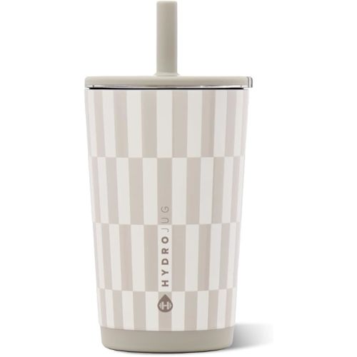 HydroJug Everyday Tumbler 14 oz, Ceramic-Lined Straw Cup, Latte