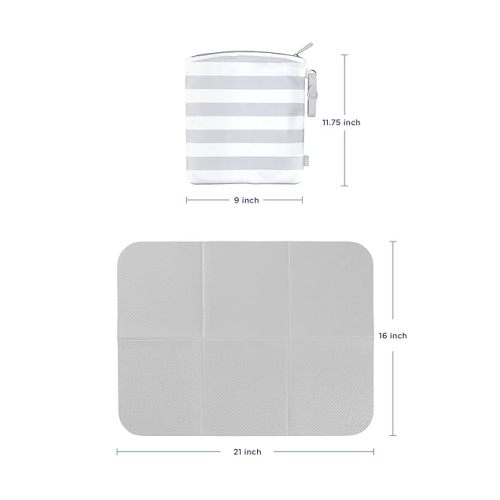 Ubbi On-the-Go Changing Mat with Carrying Bag, Soft and Comfortable Diaper Bag Accessory Must Have for Newborns, Easy to Clean, Portable Changing Pad, Gray