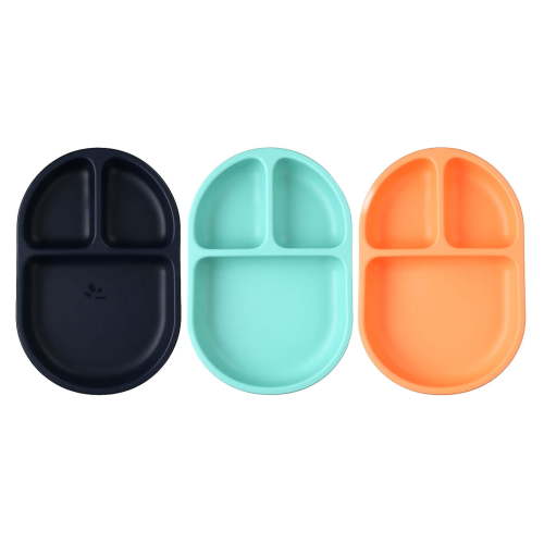 Boon Chow, Divided Silicone Plate Set, 6m+, Assorted, 3 Pack