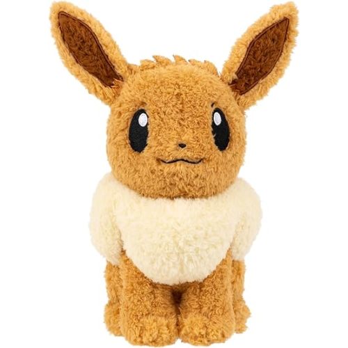 Pokemon Cuddly Eevee Plush - 8-Inch Soft Shaggy Plush with Authentic Details