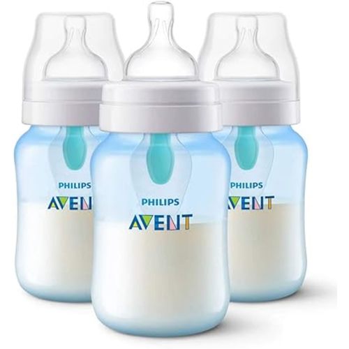 Philips AVENT Anti-Colic Bottle with Air-Free Vent, SCF405/34, Blue, 9 Ounce (Pack of 3)