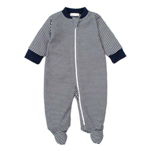 Navy Kissy Essentials Stripe Zip Footie