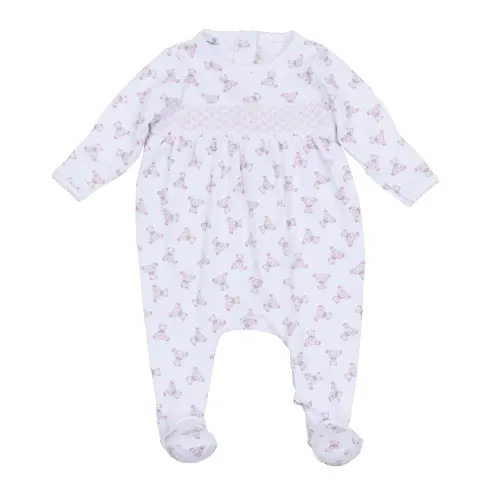 Baby's Teddy Smocked Footie - Pink