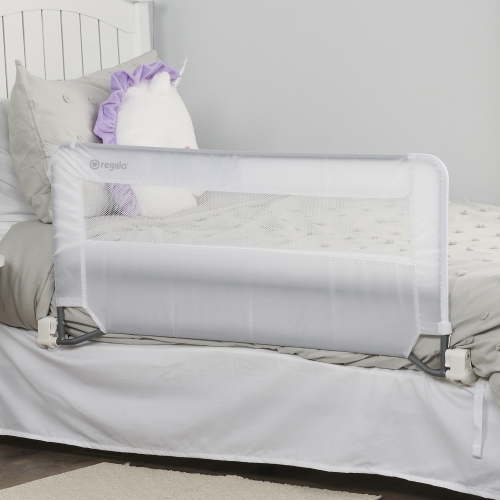 Regalo Swing Down Bed Rail Guard with Reinforced Anchor Safety System, Metal Frame, 43" Long, Fits Twin to Queen Beds