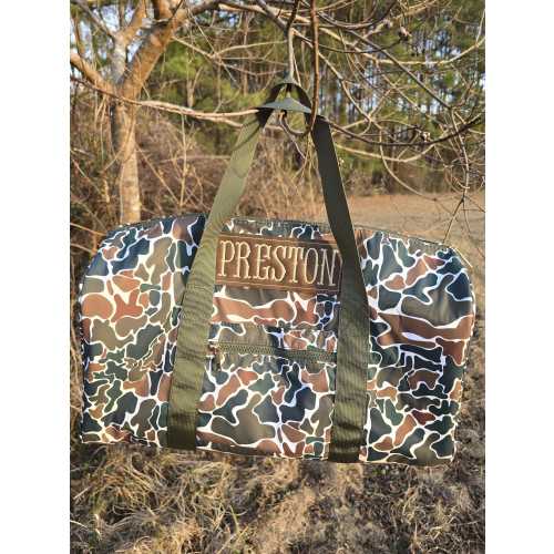 Dark Brown/green Old school Camo Duffle Bag