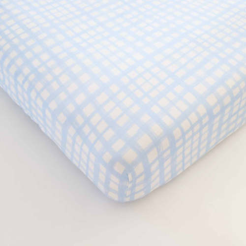 Baby Blue Plaid Crib Sheet