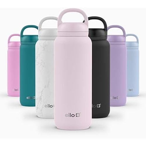 Pumped Breastmilk Storage Bottle // Ello Cooper Twist 32oz Stainless Steel Water Bottle with Chug Lid | Leak Proof | Double Walled and Vacuum Insulated | Built in Carry Loop | Dishwasher Safe | Cashmere Pink
