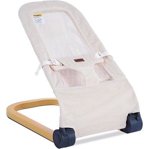 Baby Bouncer, Portable Baby Bouncer Seat & Foldable, Beige