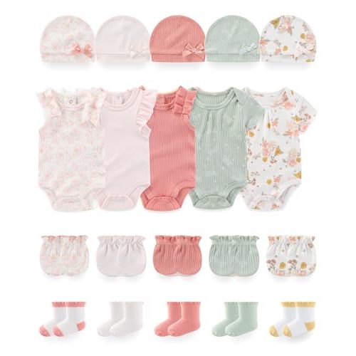 Baby Boy Girl Bodysuit Set 20-Piece Unisex Baby Clothes Outfit and Accessories