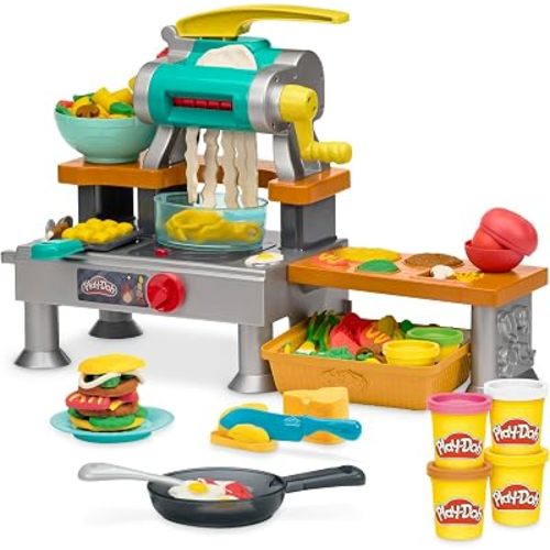 Play-Doh Super Sizzlin' Kitchen Playset, sonidos realistas de juguete de cocina, más de 25 alimentos para crear, artes y manualidades para niños mayores de 3 años