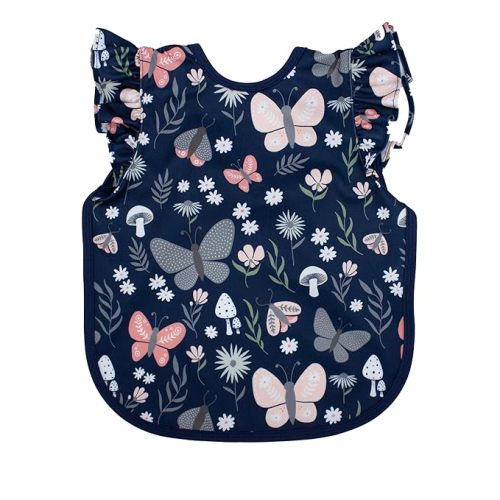 BapronBaby Flutter Butterfly Garden Bapron - No Neck Tie Safer Bib for Baby & Toddler - Soft Waterproof Stain Resistant - Machine Washable - Sz Baby/Toddler 6m-3T