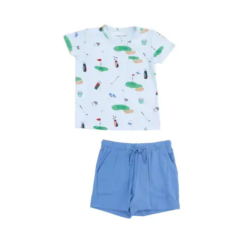 Crew Neck Tee and Short - Golf Things Blue – Angel Dear