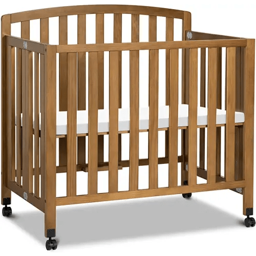 DaVinci Dylan 3-in-1 Portable Baby Crib with Wheels - Toddler Bed & Daybed Conversion - Perfect for Small Spaces & Easy Assembly, GREENGUARD Gold Certified w/ 4 Adjustable Mattress Heights - Chestnut