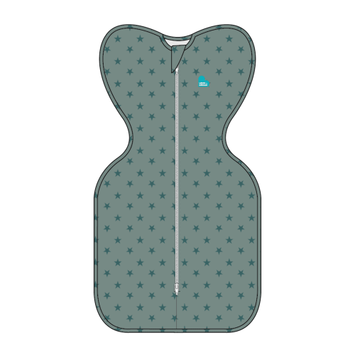 Love To Dream Swaddle Up Original Sleep Sack, 4-Way Stretch, Cotton Blend, 1.0 TOG, Deep Olive Stars, Medium