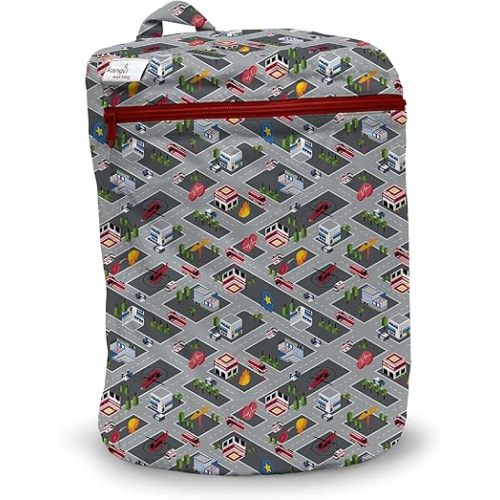 Kanga Care Wet Bag Seam Sealed Waterproof 3D Dimensional for Baby Cloth Diapers, Travel, Beach, Pool, Gym, Swim | Wee Hoo (Scarlet)
