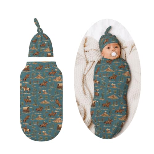 Western Horse Swaddle Blankets Soft Receiving Blanket Baby Swaddle Wrap for Baby Girls Boys