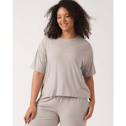 Dove Gray Women's Ribbed Boxy Tee