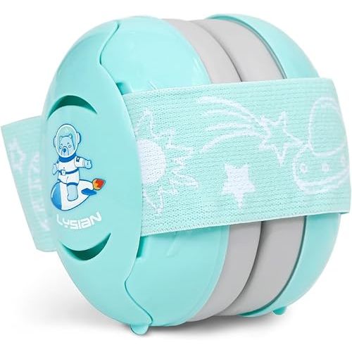LYSIAN Aqua Baby Ear Muffs Noise Cancelling Headphone for Infants with Elastic Headband, Hearing Protection Kid Earmuffs for Sleep, Parade, Festival, Games,Travel, Fireworks