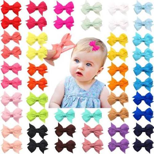 50 Pieces 25 Colors in Pairs Baby Girls Fully Lined Hair Pins Tiny 2" Hair Bows Alligator Clips for Little Girls Infants Toddlers | Google Shopping