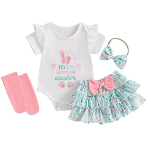 Kuriozud My First Thanksgiving Outfit Baby Girl Turkey Romper Bodysuit+Ruffle Tutu Shorts Bloomer 1st Thanksgiving Clothes
