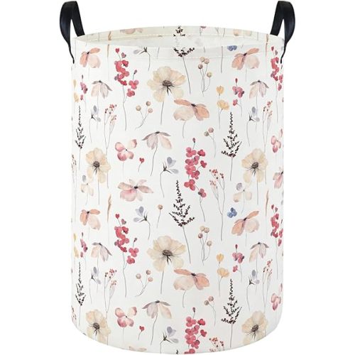 Laundry Hamper Baby Nursery Hamper Waterproof Foldable Kids Laundry Basket Kids Dirty Clothes Hampers Girl Room Decor for Home Gift Baskets(Floral)
