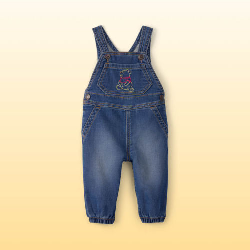 Baby Disney© Winnie the Pooh Embroidered Knit-Like Denim Overalls - Dark Wash | Carter’s Oshkosh Canada