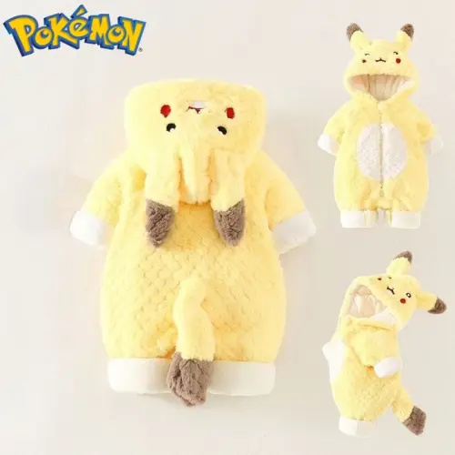 Pokemon Pikachu One-piece Clothes Cute Baby Pajamas Anime Cosplay Hooded Warm Pajamas Cute Baby Children's Toys Christmas Gift - AliExpress
