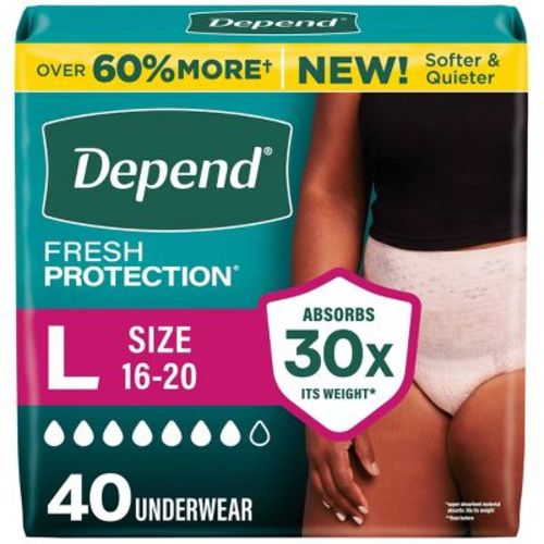 Depend Fresh Protection Adult Incontinence & Postpartum Underwear for Women - Maximum Absorbency - L - Blush - 40ct