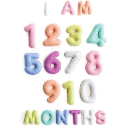 Lucy Darling Felt Baby Monthly Milestone Numbers – Signs & Photo Props – Soft Letters & Numbers for Baby Announcement, Newborn Photography – Pastel