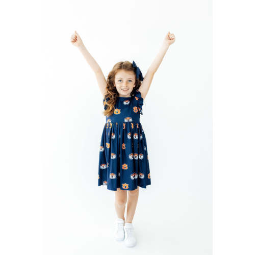 Auburn Blue Aubie Flutter Twirl Dress
