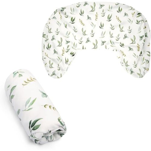 Boppy Nursing Pillow Cover, Organic Green Leaves, Single Cover, Easy-On Slipcover with Gentle 100% Organic Cotton Fabric for The Redesigned Nursing Pillow