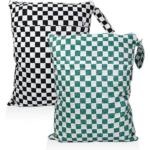 Mama Koala Waterproof Wet Dry Bags for Baby Items, Cloth Diapers, Swimsuits, Travel, Gym Clothes, Beach, Pump Parts, Toiletries, Two Zippered Pockets, 2 Pack (W021)