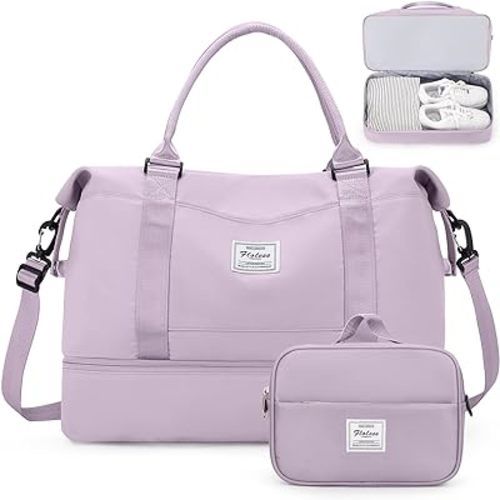 Weekender Bags for Women, Personal Item Travel Bag with Shoes Compartment