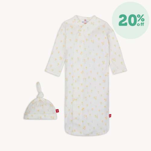 evangeline organic cotton magnetic cozy sleeper gown + hat set – Magnetic Me