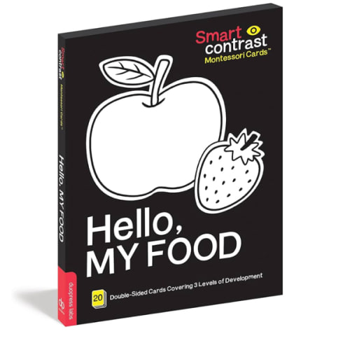Smartcontrast Montessori Cards(R) Hello, My Food: 20 large-size high-contrast cards perfect for your child's brain development.